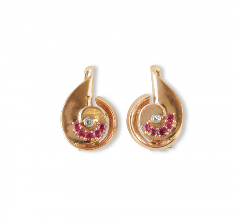 Art Deco Rose Gold Diamond Earrings