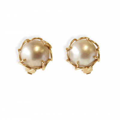 Image for Lot 14K and Mobe Pearl Earrings