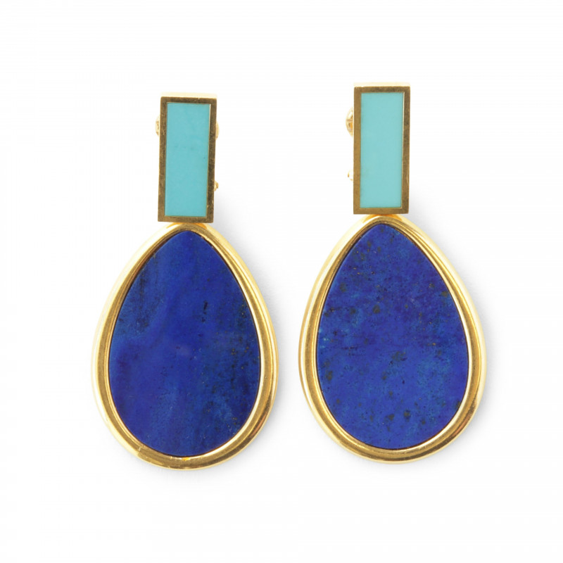Piaget 18k Lapis and Turquoise Earrings