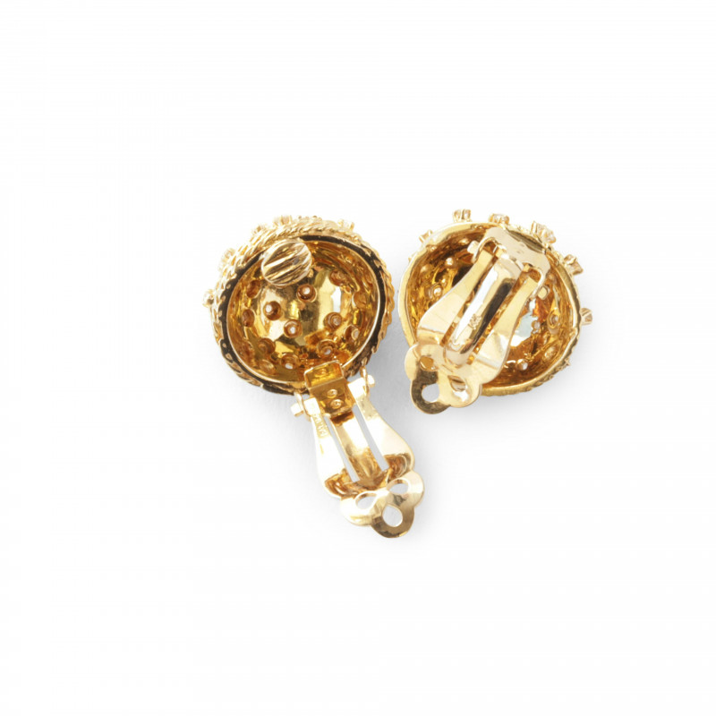 14k Gold Diamond Twisted Rope Design Earrings
