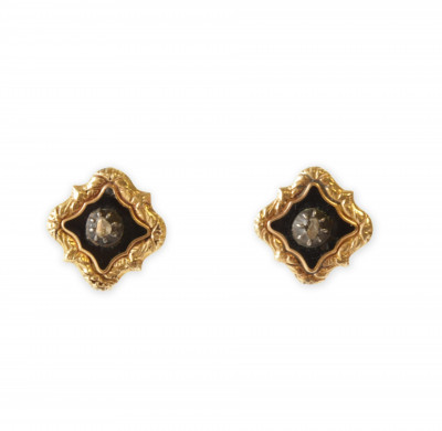 Image for Lot Pair of Edwardian 14k Diamond Earrings