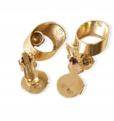 14k Victorian Etruscan Style Gold Drop Earrings