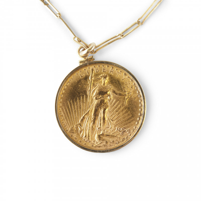 1924 20 SaintGaudens Gold Coin Pendant
