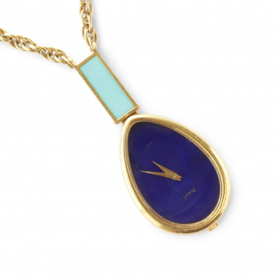 Image for Lot Piaget 18k Lapis and Turquoise Watch Pendant