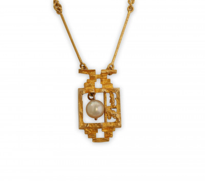Image for Lot 14k Gold Brutalist Necklace
