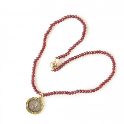 Roman Coin and Ruby Necklace