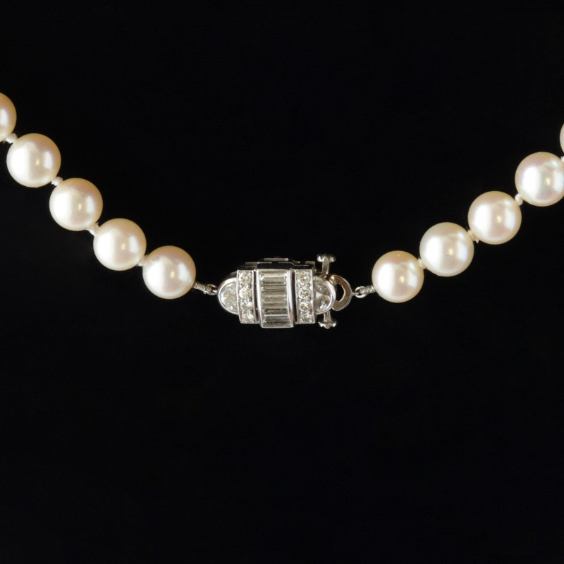 Art Deco Diamond and Pearl Necklace