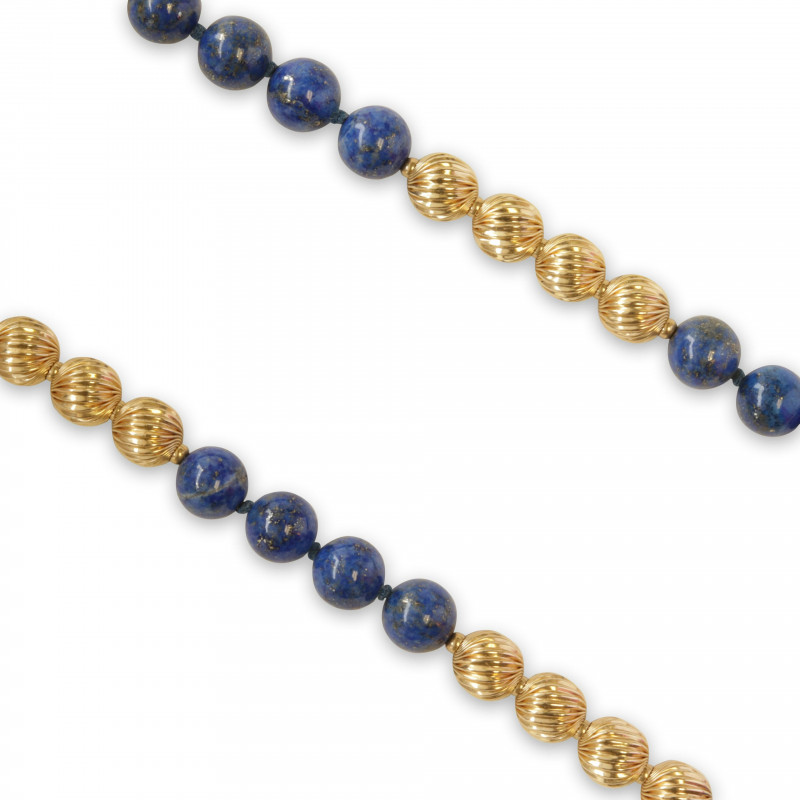 Lapis Gold Bead Necklace