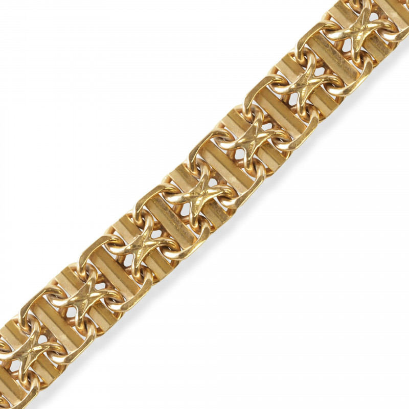 14k Gold Bar and Link Bracelet