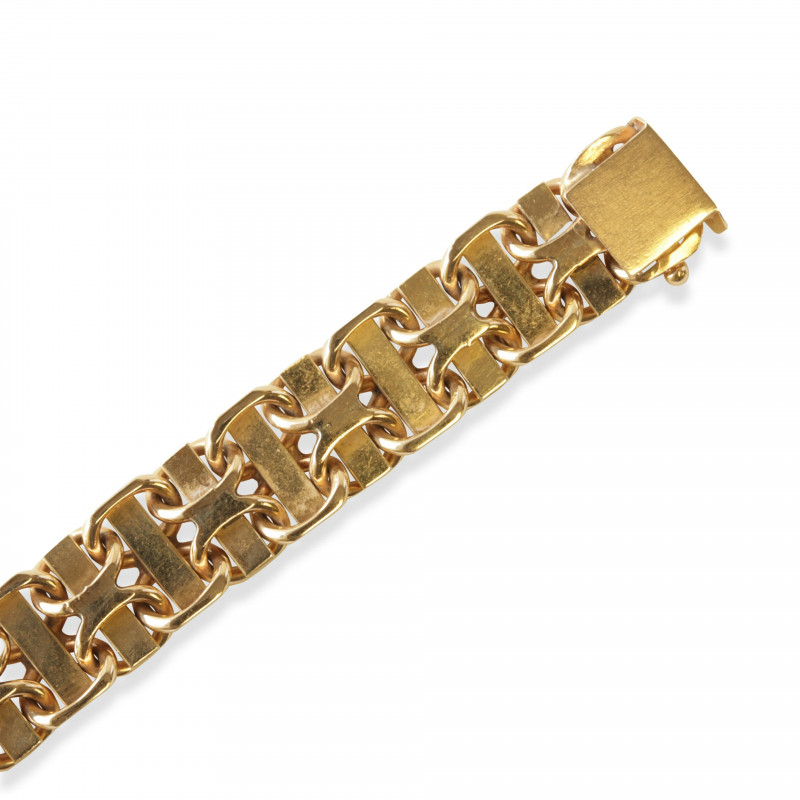 14k Gold Bar and Link Bracelet