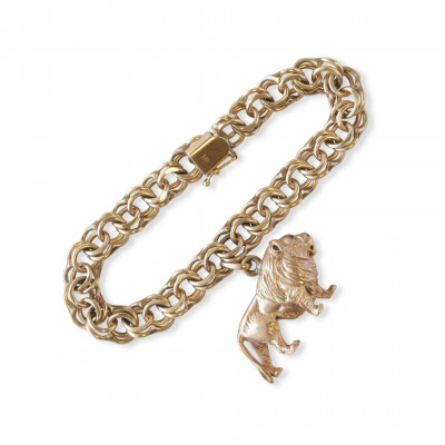Image for Lot 14k Gold Lion Charm Bracelet