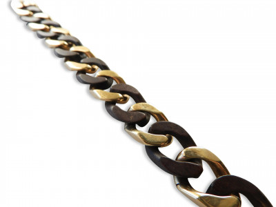 Van Cleef Arpels 18k Gold and Wood Link Bracelet