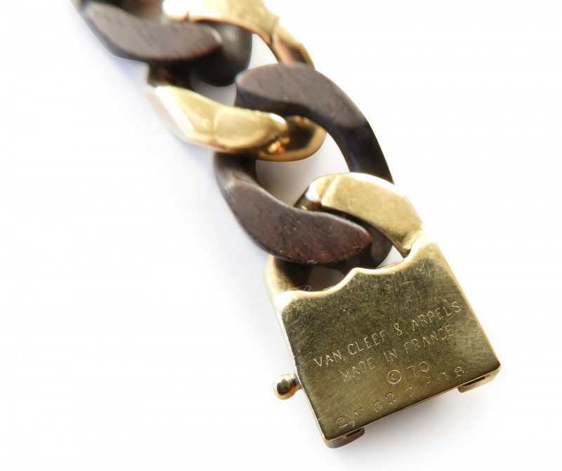 Van Cleef Arpels 18k Gold and Wood Link Bracelet