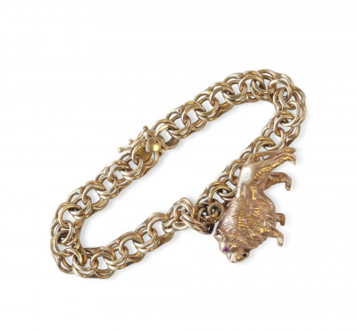 14k Gold Lion Charm Bracelet