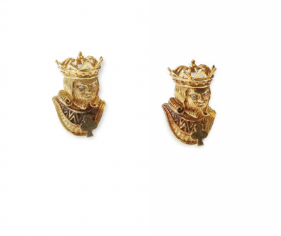 Image for Lot 18k King of Clubs Cufflinks