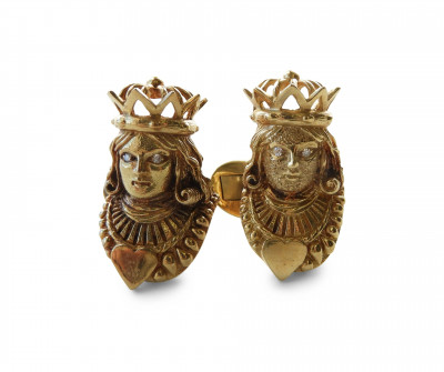 Image for Lot 18k Queen of Hearts Cufflinks