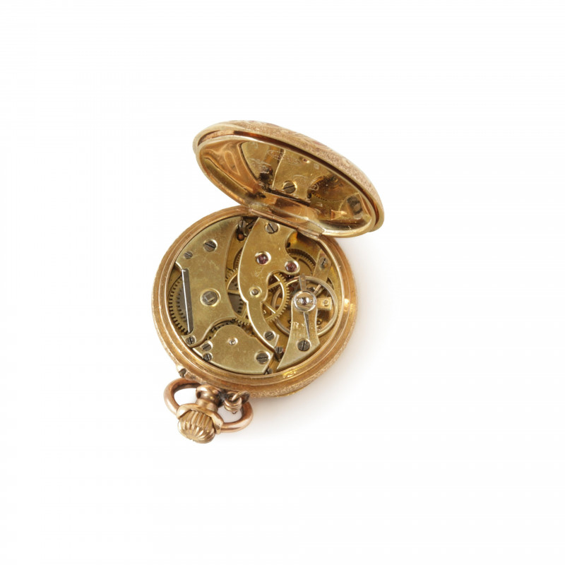 14k Gold Enamel Ladies Pocket Watch