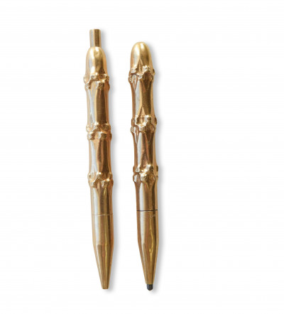 Pair Tiffany Co 14k Gold Bamboo Pen Pencil Set
