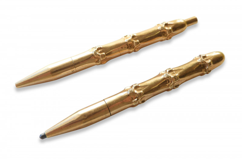Pair Tiffany Co 14k Gold Bamboo Pen Pencil Set