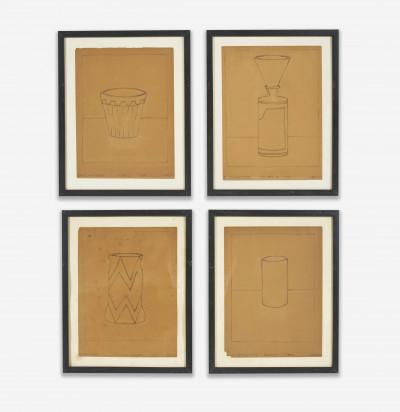 Image for Lot Unknown Artist - Vase and Object drawings (4)