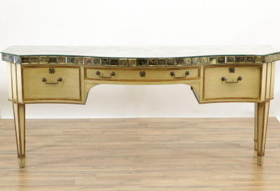 Image for Lot Jansen Mirrored Gilt Green Painted Sideboard