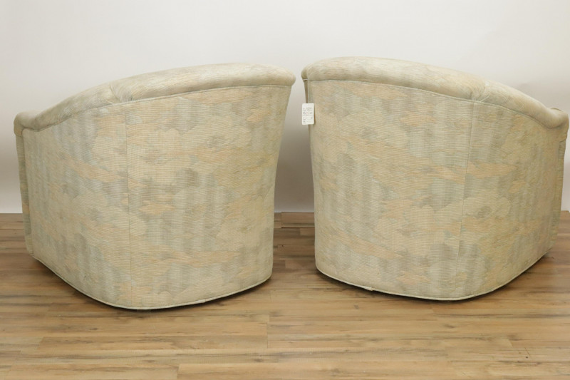 Pair Contemporary Upholstered Barrel Style Chairs