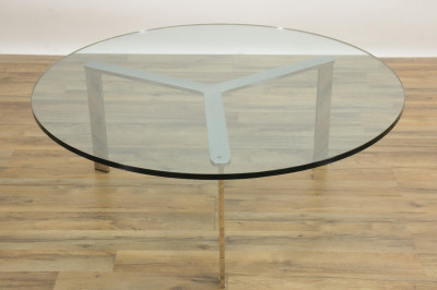 Barcelona Style Glass/Metal Round Coffee Table