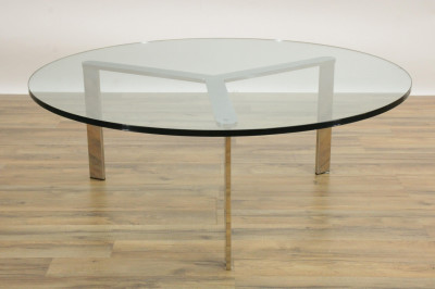 Barcelona Style Glass/Metal Round Coffee Table