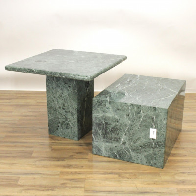 Modern Green Marble Pedestal Table; Plinth/Table