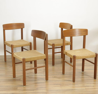 Set of 4 Danish Modern Style Teak Side Chairs