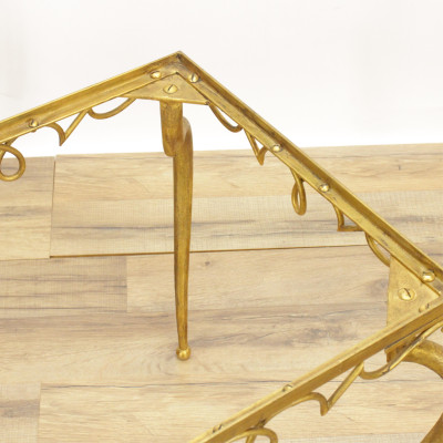 French 1940s Gilt Wrought Iron Coffee Table