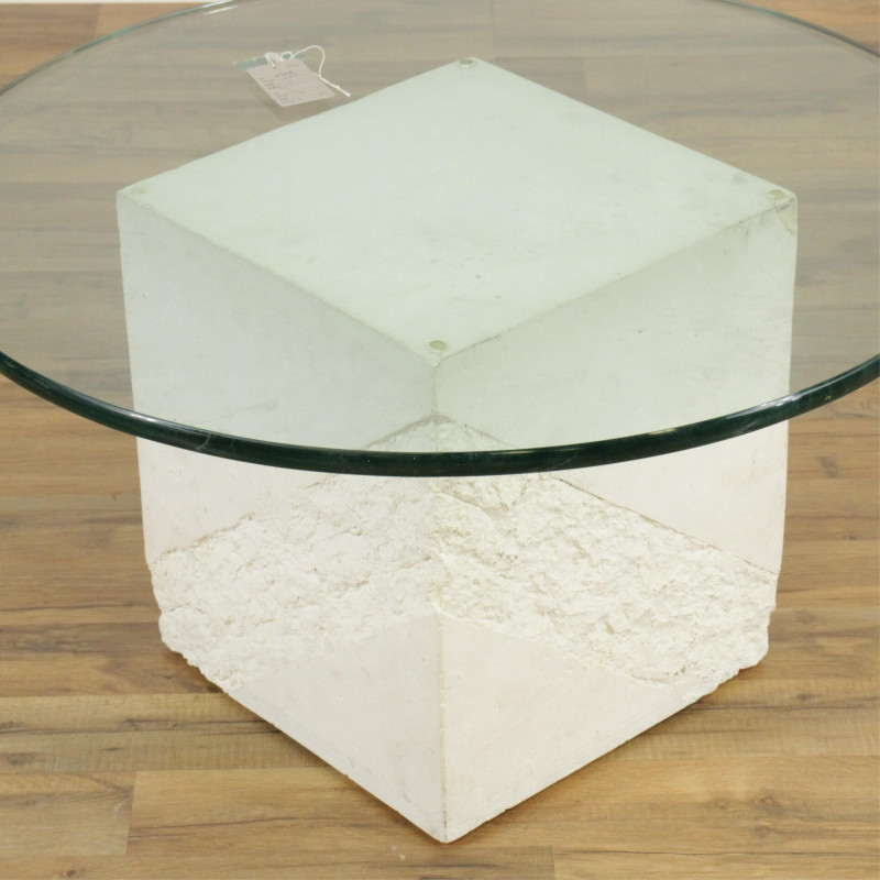 1980s Plaster Glass Top Side Table