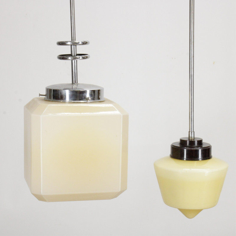 Art Deco Frosted Glass Chrome Fixtures