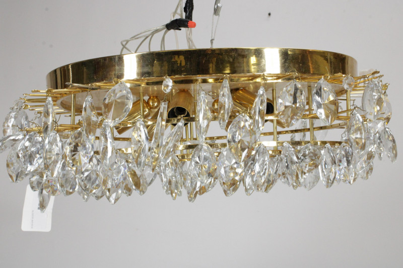 Lobmeyr Cut Crystal Brass Chandelier