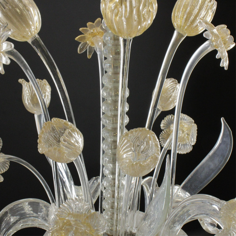 Venetian Gilt Clear Glass Chandelier c1940