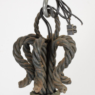 Wrought Iron Rope Twist 6Light Chandelier