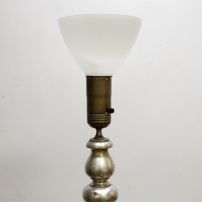 Modern Silvered Wood Large Lamp