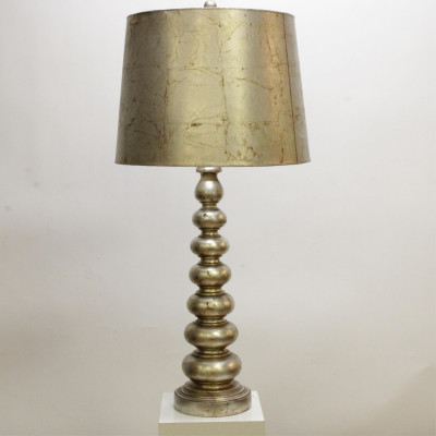 Modern Silvered Wood Large Lamp