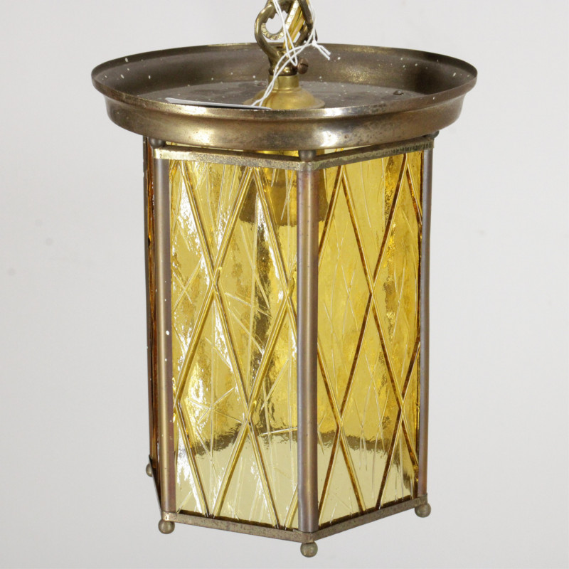 German Etched Lantern Amber Lantern