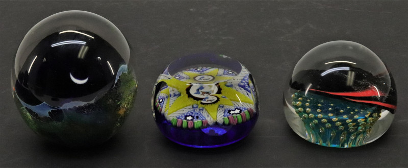 Three Signed Paperweights Millefiori Perthshire