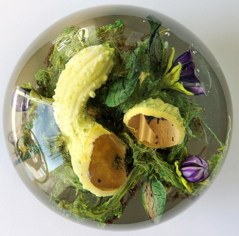 Paul Stankard Ant in Squash Bouquet Paperweight