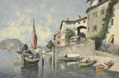 Image for Lot Otto Hellmeier Boats by the Coast