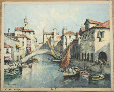 Otto Hellmeier Boats under the Bridge