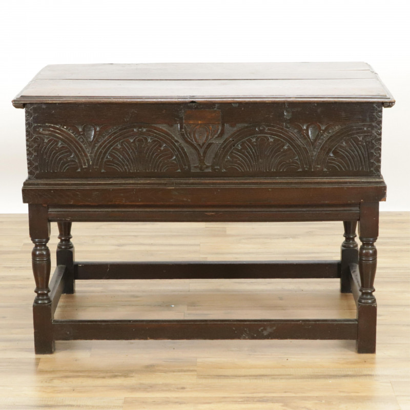 Jacobean Style Oak Storage Chest on Stand