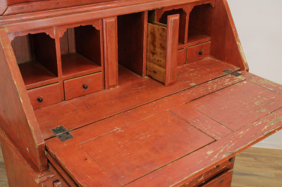 Spanish Colonial Style Red Slant Front Bookcase
