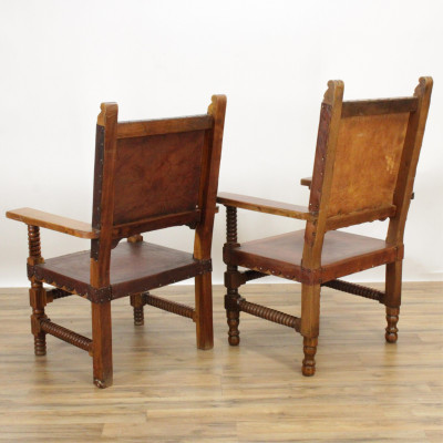 Suite of Spanish Colonial Seating Bench Chairs