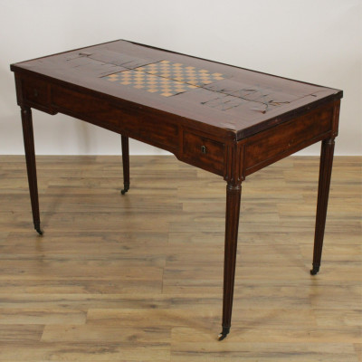 Image for Lot Louis XVI Inlaid Mahogany TricTrac Table 18th C