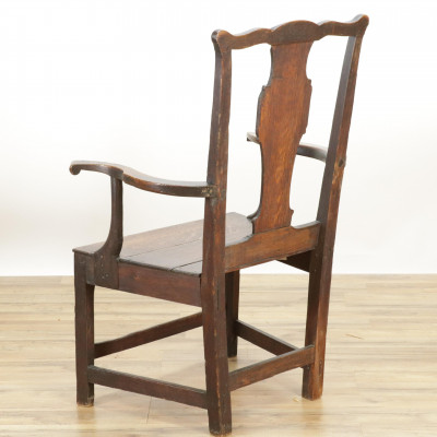 George III Oak Open Arm Chair 18th C