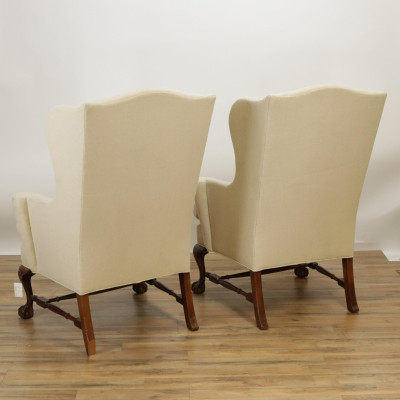 Pair of Georgian Style Wing Armchairs