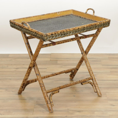 Regency Style Whatnot Rattan Tray Table